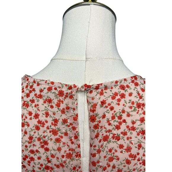 Lulu’s Women’s Large Send a Sonnet Dress Pink Floral Ruched Short Sleeve NEW - Picture 8 of 11